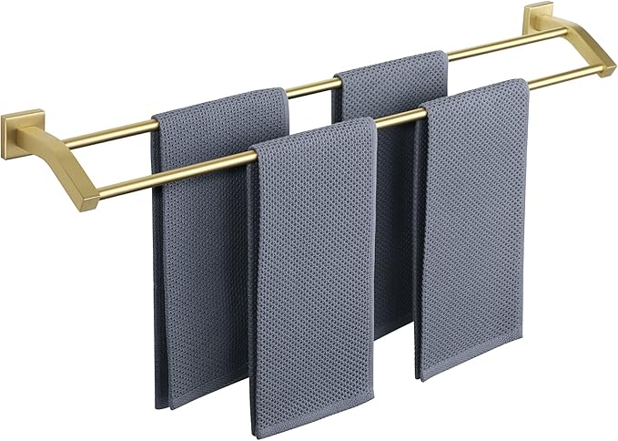 Alise Bath Double Towel Bars Towel Racks for Bathroom,Wall Mount Towel Holder Heavy Duty SUS304 Stainless Steel Towel Hanger Rail,GK9800-G Gold Finish 32-Inch