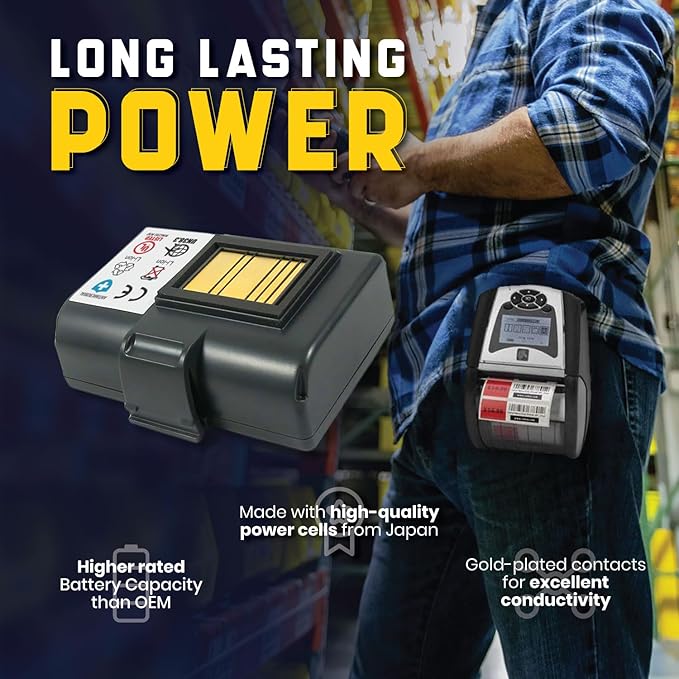 Artisan Power Replacement Battery for Zebra Printer Models QLn320 QLn220 (HC), ZQ500, ZQ510, ZQ520, ZQ610, and ZQ620 Mobile Printers - Rechargeable Lithium Ion Battery 3180 mAh for Max Life