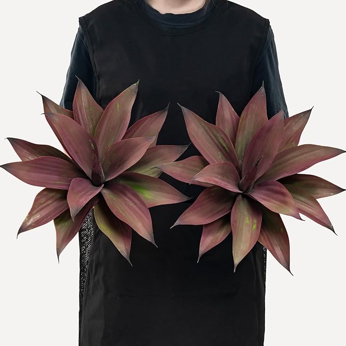 Fake Plants Artificial Agave Plants 13.8" Large UV Resistant Fake Agave Planters for Indoor and Outdoor Decorating Tropical Plant Succulents Greenery Indoor Decor(2Pack, Purple