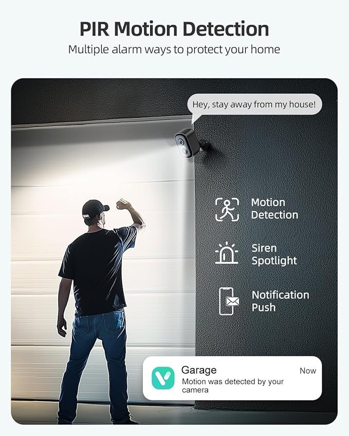 Rocktone 2K Security Cameras Wireless Outdoor, Battery Powered WiFi Cameras for Home Security with AI Motion Detection, Spotlight Color Night Vision, 2-Way Talk, Siren Alarm, IP65, Cloud/SD Storage