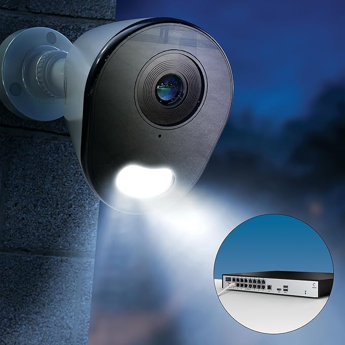 Night Owl Power Over Ethernet 24 Channel NVR Video Home Security Camera System with (10) Wired IP 4K HD Indoor/Outdoor Deterrence 5 Dome/5 Bullet Cameras and 4TB Hard Drive (5 Bullet/5 Dome)