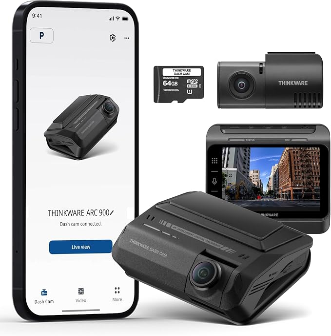THINKWARE ARC 900 2CH 4K Front and 2K Rear Dash Cam, Dual STARVIS 2 and HDR, 60 FPS, Advanced Parking Mode, 3.5" IPS LCD Touchscreen, 5GHz Wi-Fi, GPS (64GB Memory Card, Hardwiring Cable Incl)