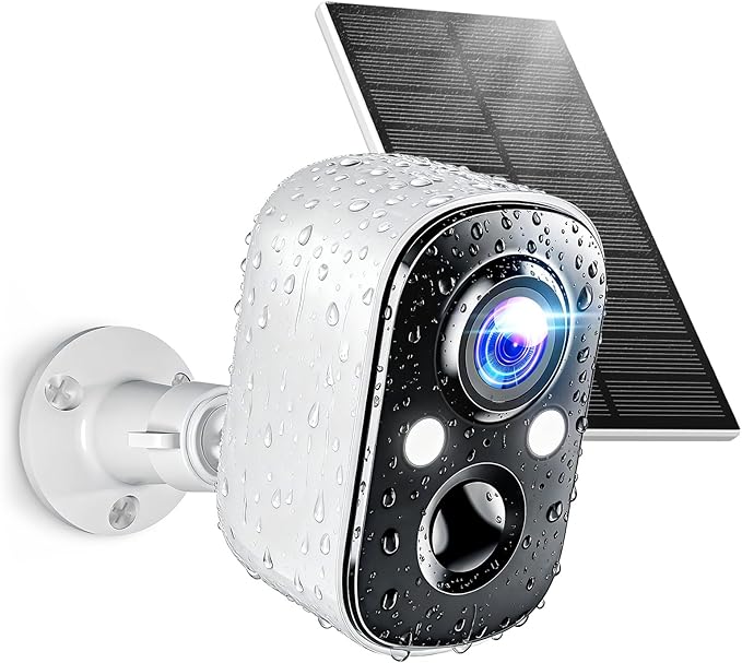 Techage Solar Security Cameras Wireless Outdoor, 2K Battery Powered WiFi Cameras for Home Security with AI Motion Detection, Color Night Vision, 2-Way Talk, IP66 Waterproof, Cloud/SD Storage