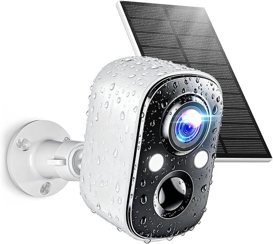 Techage Solar Security Cameras Wireless Outdoor, 2K Battery Powered WiFi Cameras for Home Security with AI Motion Detection, Color Night Vision, 2-Way Talk, IP66 Waterproof, Cloud/SD Storage