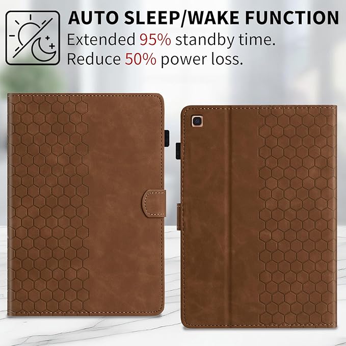 Case for Samsung Galaxy Tab A 10.1 2019 Model SM-T510/T515, Multi-Angle Viewing Smart Stand with Pocket PU Leather Tablet Cases Flip Folio Cover Brown