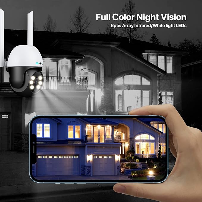SV3C PTZ Security Camera Outdoor, Pan Tilt Dome WiFi IP Camera with Auto Tracking, 1080P Color Night Vision, 2-Way Audio, Humanoid Detection, Waterproof, 24/7 Recording, SD Card Storage, Remote Access