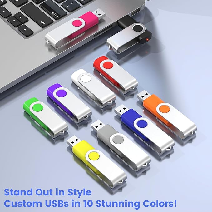 ABLAZE Custom Flash Drive 16GB 100 Pack, Personalized USB Drives Custom USB 2.0 Thumb Drives 100 Pack Memory Stick (Mixcolors)