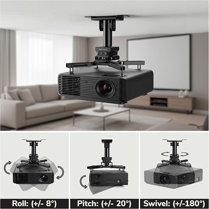 Mount-It! PRO Projector Ceiling Mount, 10" Extension, Heavy-Duty Commercial Grade Ceiling Projector Bracket, 99 Lbs Weight Capacity