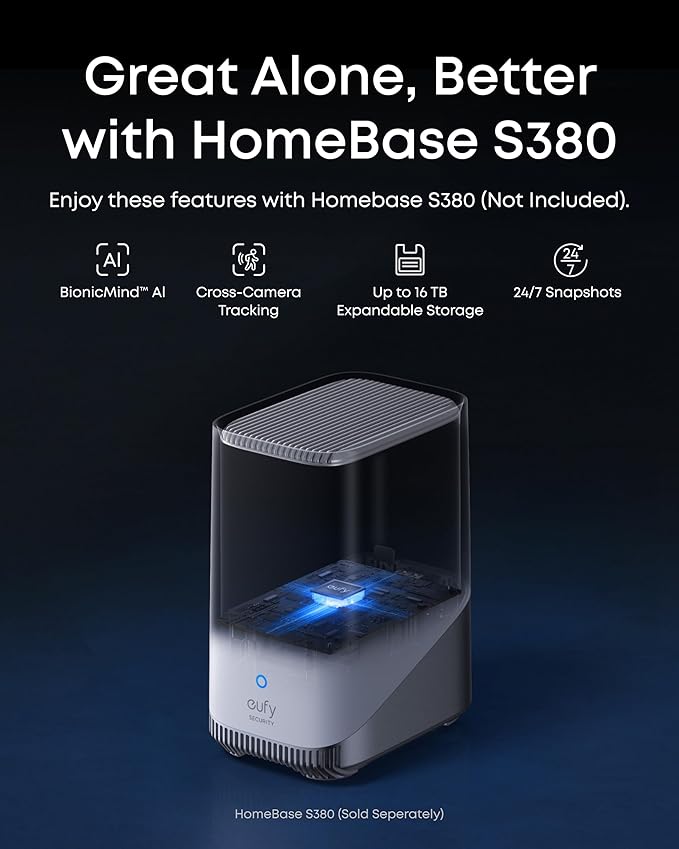 eufy Security eufyCam S4, Solar Security Camera Wireless Outdoor, Triple Lens Bullet-PTZ Cam, 4K UHD, 360° Pan and Tilt, Auto Track, 8× Hybrid Zoom, Color Night Vision, HomeBase S380 Compatible