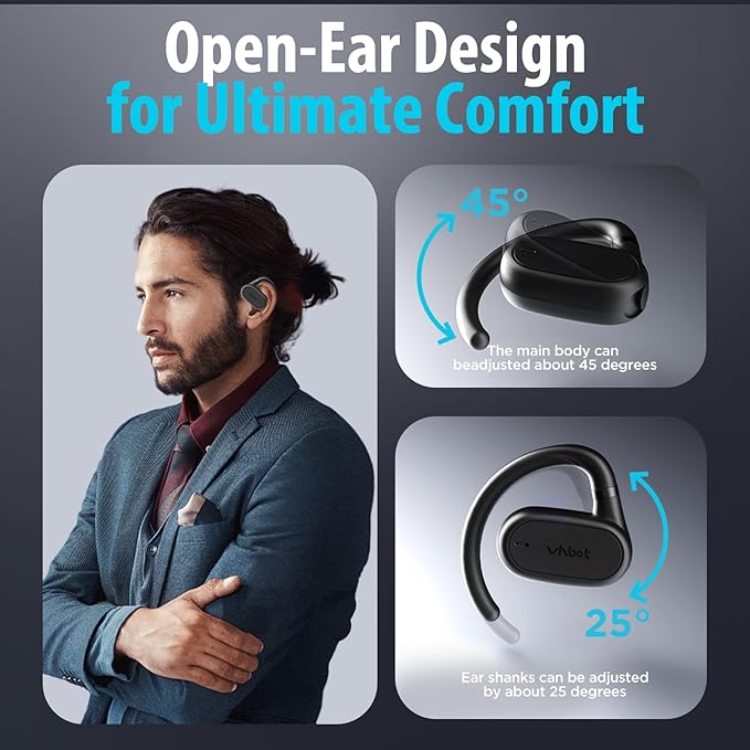 AI Translation Earbuds, Real-Time 143 Language & Accent Translator, Open Ear Wireless Bluetooth Earbuds with 120H Charge Case, Spanish/English/Japanese Voice Support, iOS & Android Compatible