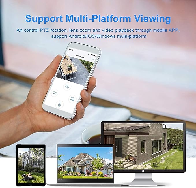 JideTech P2-Plus 20X 5MP PTZ WiFi Outdoor Security Camera | 360° Pan-Tilt-Zoom with 400ft Night Vision, Human Auto Tracking, 2-Way Audio, IP66 Waterproof | Compatible with Blue Iris, NVR, PC Browsers