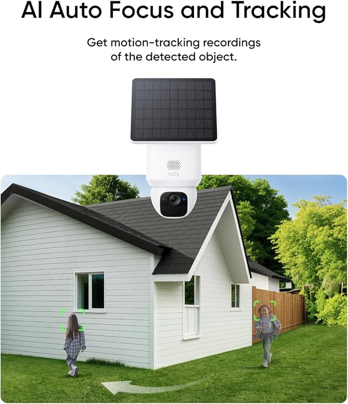 eufy Security SoloCam E30, 2 Pack, Security Cameras Wireless Outdoor, Solar Camera Outdoor Wireless, 360° Pan, AI Tracking, 2K Clarity, HomeBase S380 Compatible, No Monthly Fee (Renewed)