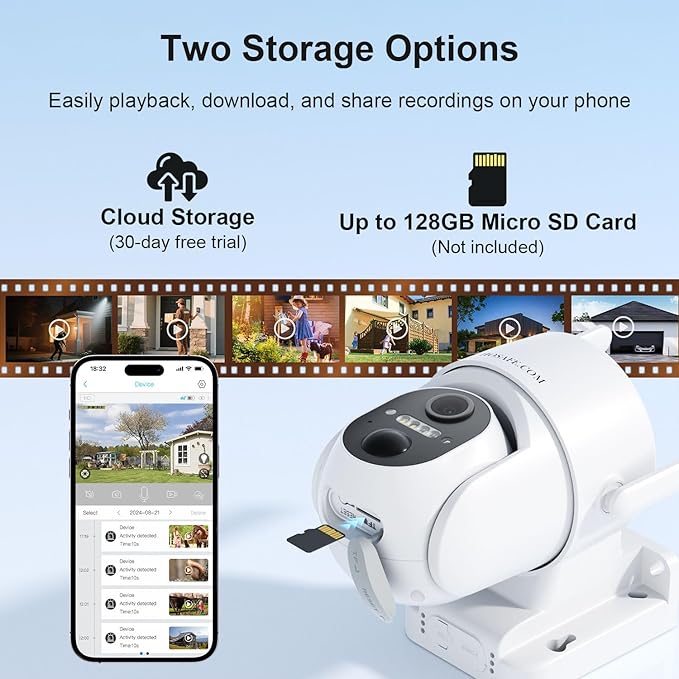 HOSAFE.COM Cameras for Home Security Outdoor, WiFi Outdoor Camera Wireless, Solar Security Cameras Wireless Outdoor, 360 PTZ, PIR Sensor, 2K HD Color Night Vision, 2-Way Talk, IP66 Waterproof
