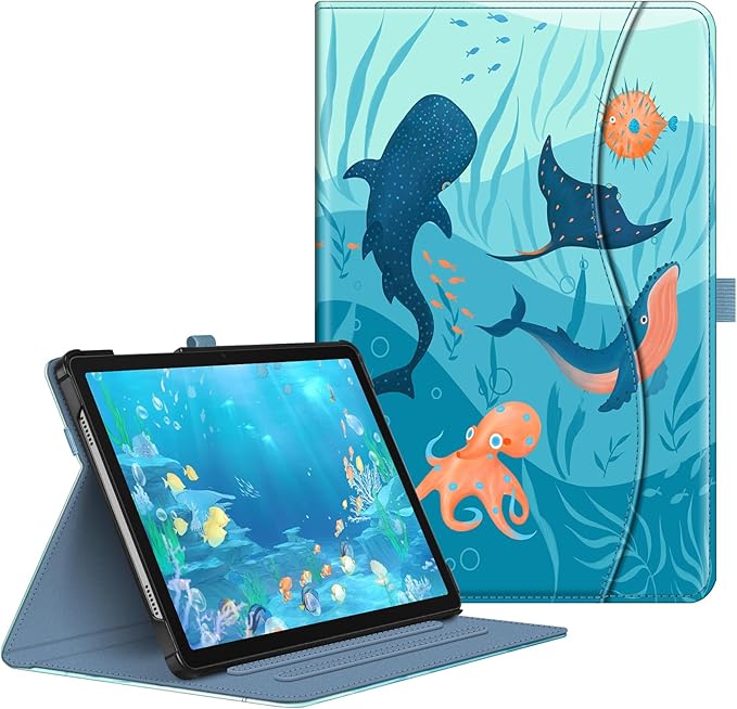 Fintie Case for Samsung Galaxy Tab A9 Plus/A9+ 5G 11 Inch 2023 Model (SM-X210/X216/X218), Multi-Angle Viewing Smart Stand Back Cover with Pocket Auto Wake/Sleep, Blue Ocean