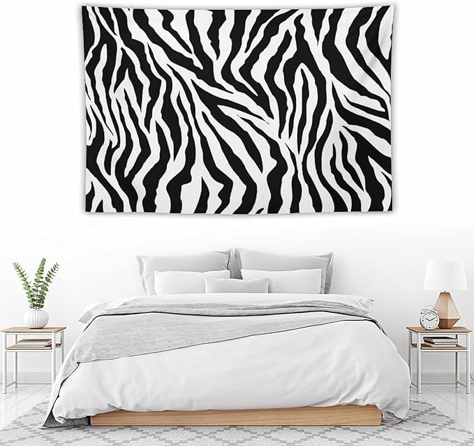 HZOHNAGO Zebra Print Tapestry Nature Wild Animals Black and White Stripe Printed Wall Tapestry Painting Wall Hanging for Bedroom Living Room Dorm 90" W x 60" H