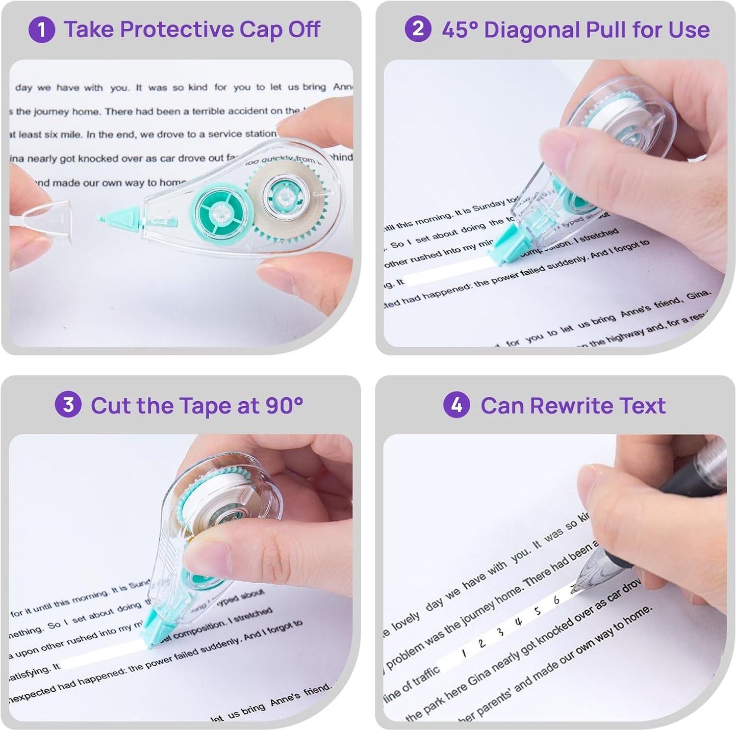 6 Pcs Colorful Core Correction Tape, 18.04 Ft White Wrong Out Tear-Resistant Bulk, Instant Corrections Easy To Use Applicator for School, Office, Note Taking, Journal (Tape Width 0.2 in)