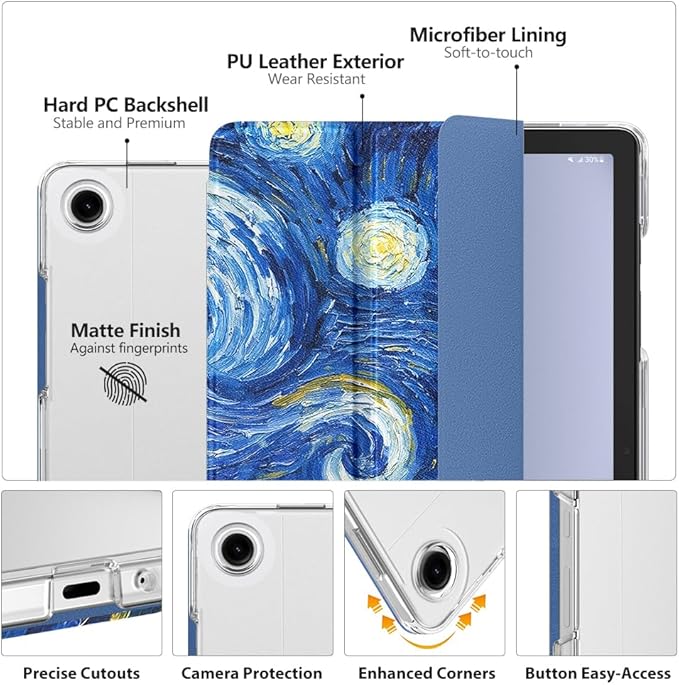 MoKo Case for Galaxy Tab A9+/A9 Plus 11 inch 2023, Slim Stand Protective Smart Cover with Hard PC Translucent Back Shell for Tab A9 Plus Tablet (SM-X210/X216/X218), Auto Wake/Sleep, Starry Night Blue