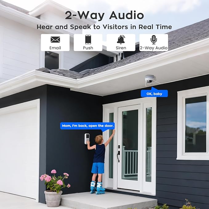 xmartO [2-Pack AI Tracking Ceiling CAM 2K HD Metal Dome PTZ Wireless Security Camera with Automatic Tracking, 2-Way Audio and Night Vision (Standalone WiFi Camera, NOT add-on CAM to NVR)