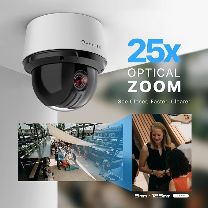 Amcrest 4MP Outdoor PTZ POE + AI IP Camera Pan Tilt Zoom (Optical 25x Motorized) Security Speed Dome, Human and Vehicle Detection, IVS, Face Detection, Auto Tracking, POE+ (802.3at) IP4M-1068EW-AI