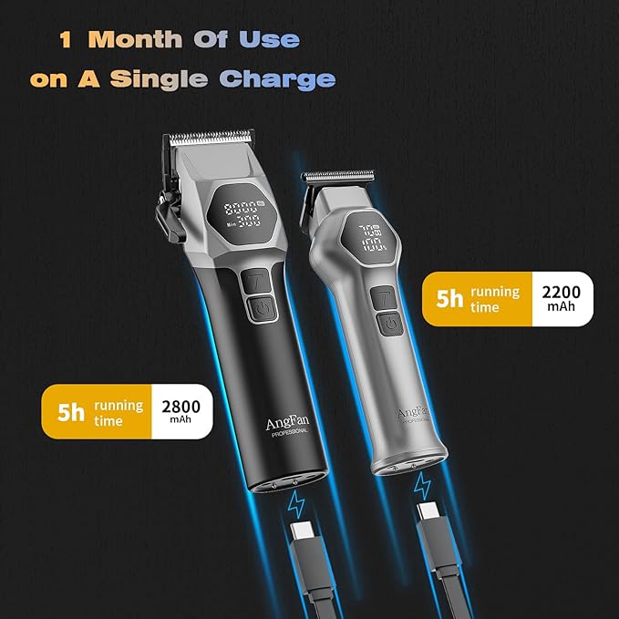 Professional Hair Clippers for Men - 8000RPM Brushless Motor & 440C Steel Blades, Barber-Grade Cordless Clippers & Trimmer Set for Fade Designs, Hair Cutting Tools for Professional Barbers