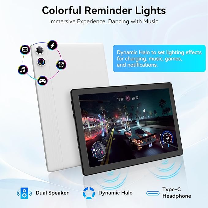 Tablet, Android Tablet 10.95",16GB RAM 128GB ROM 1TB Expansion, Octa-Core, Android 14, 1280x800 FHD, Dual Camera, WiFi6, BT5.3, 6800mAh Battery