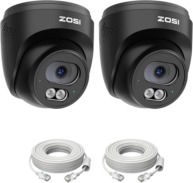 ZOSI C220 2Pack 4MP 2.5K QHD Add-On PoE IP Camera Outdoor, 1440p Surveillance Outdoor Camera to Home Security System, Only Work with ZOSI PoE NVR, 100ft Night Vision, AI Human Detection, Two-Way Audio