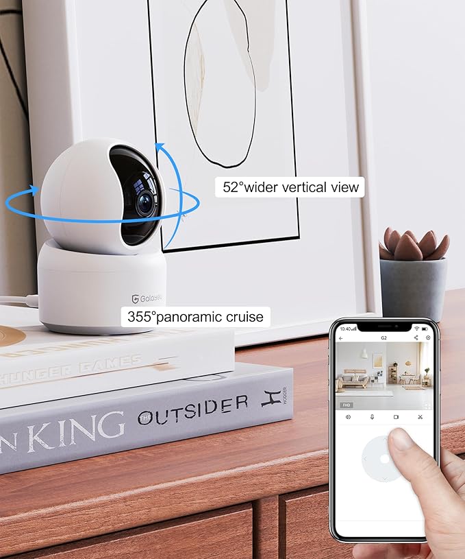 GALAYOU Indoor Security Camera 2K, Pet Camera, 360 Degree 2.4G WiFi Home Security Camera for Baby/Elder/Nanny with Night Vision, 24/7 SD Card Storage, Works with Alexa and Google Assistant G2-2Pack