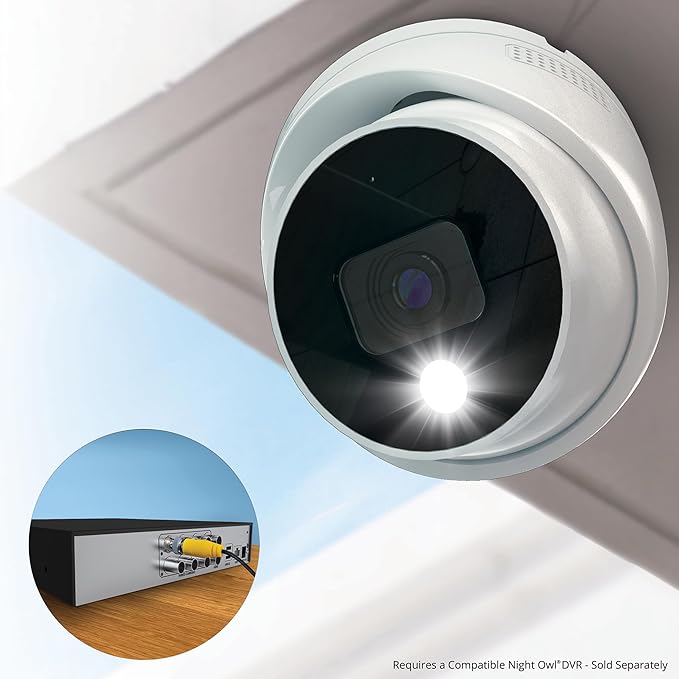 Night Owl Add On Wired 2K HD Indoor/Outdoor Deterrence Dome Cameras with 2-Way Audio (2-Pack) (Requires Compatible DVR - Sold Separately)