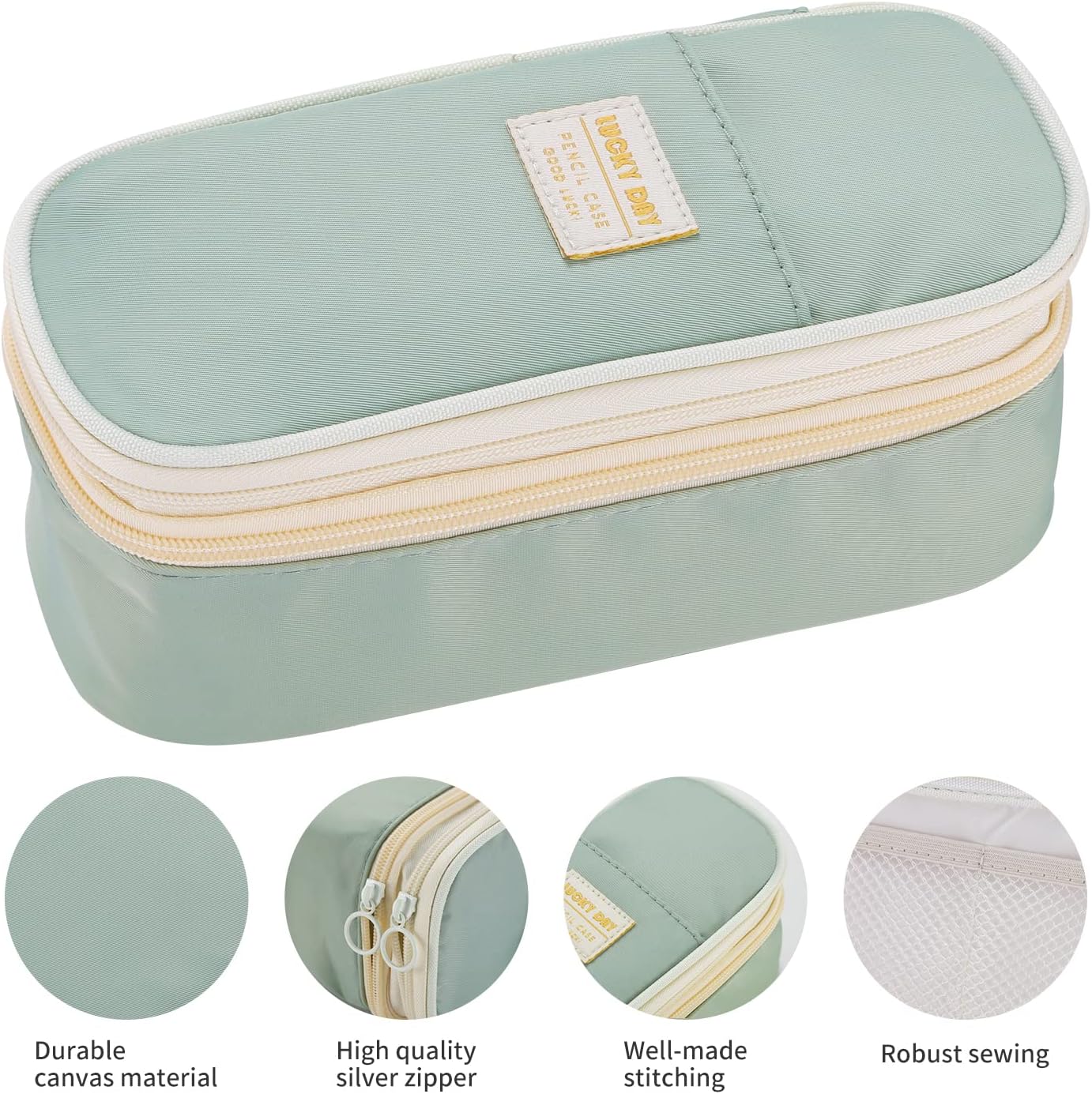 Dugio Big Pencil Case for Girls Organizer Pencil Bag with Zipper Pencil Pouch for School Teens Kids Aesthetic Large Pencil Pouch Green