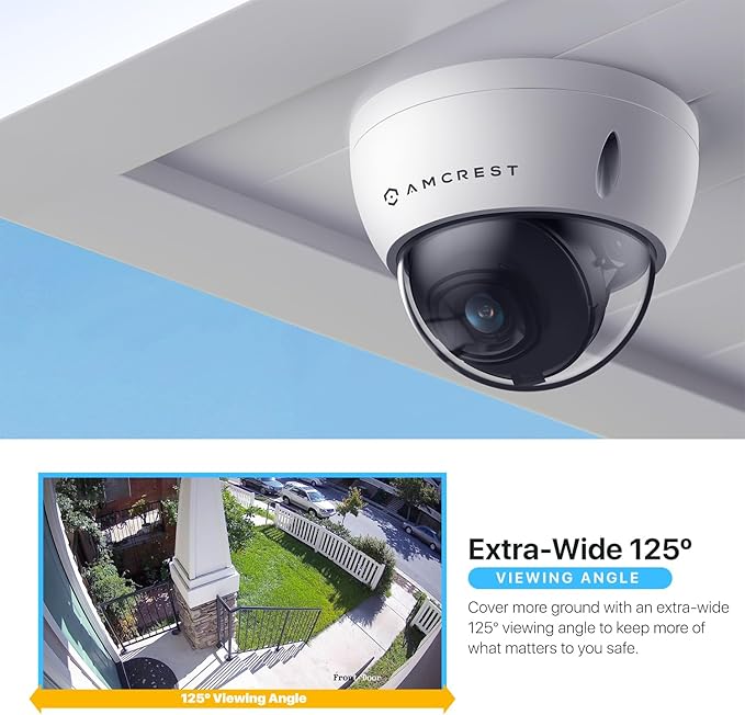 Amcrest 2-Pack UltraHD 4K (8MP) Dome POE IP Camera, 3840x2160, 98ft NightVision, 2.8mm Lens, IP67 Weatherproof, IK10 Vandal Resistance, MicroSD Recording, White (IP8M-2493EW-AI-V3)