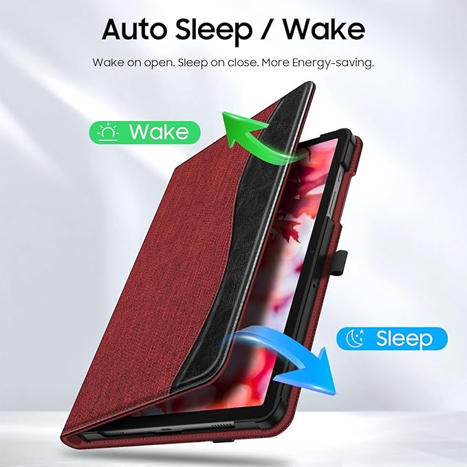 Fintie Case for Samsung Galaxy Tab A9 Plus/A9+ 5G 11 Inch 2023 Model (SM-X210/X216/X218), Multi-Angle Viewing Smart Stand Back Cover with Pocket Auto Wake/Sleep, Wine