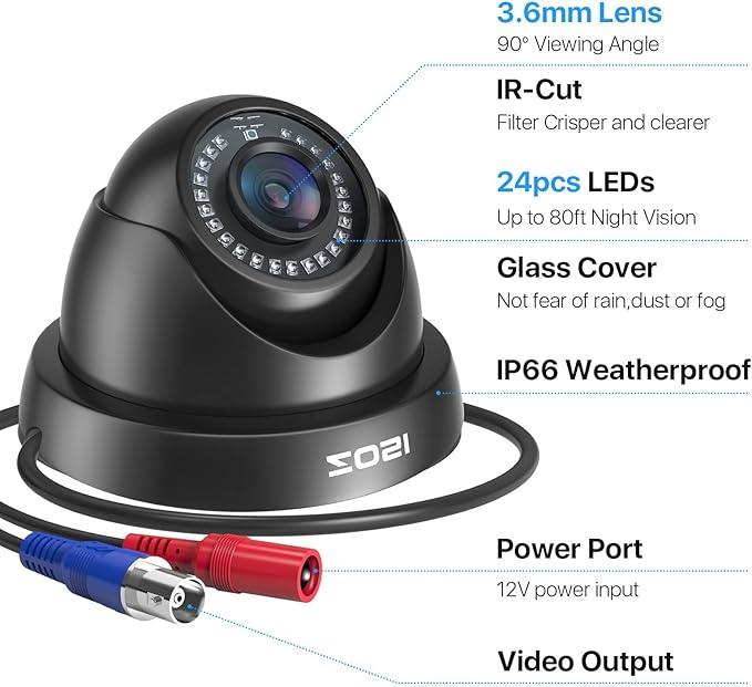 ZOSI 4 Pack 1080P 1920TVL HD-TVI Dome Security Cameras,Night Vision,2MP Indoor Outdoor Home Surveillance CCTV Camera for 1080P/5MP/4K TVI Analog DVR