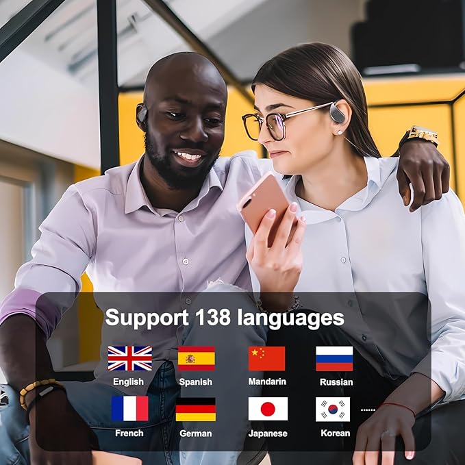 Language Translator Earbuds, Two-Way Instant Language Translator Real Time with APP for 130 Languages,Fast Reaction Translation Device (Grayish Black)