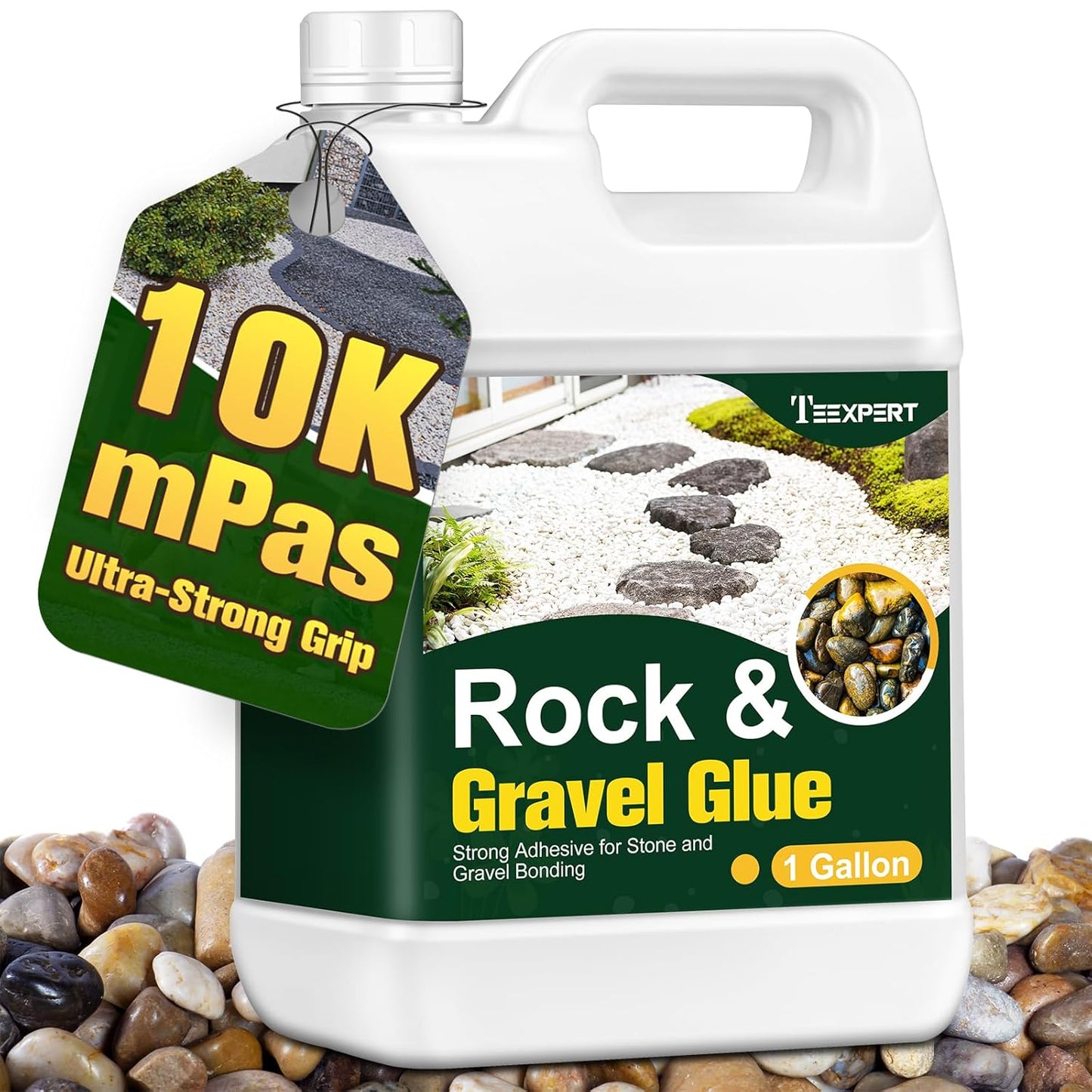 Teexpert 1 Gallon Rock Glue for Landscaping â Strong Pea Gravel Binder & Stone Adhesive for Walkways, Yards, Patios, and Driveways