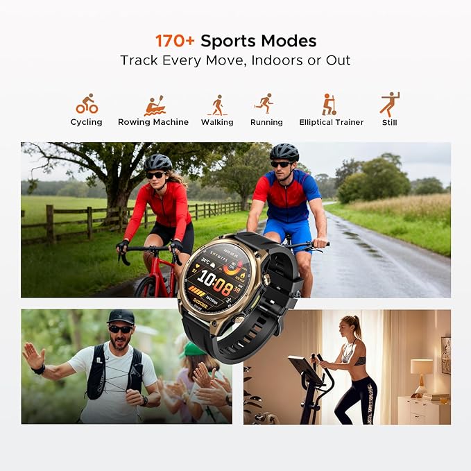 DOOGEE Anywise W1 Mens Smart Watch, 5ATM Dual-Band GPS Fitness Tracker, 1.43'' Smart Watches for Android and iPhone, 170+ Sports Modes, Answer/Make Calls/18 Days Battery/Led Flashlight/Compass/2 Strap