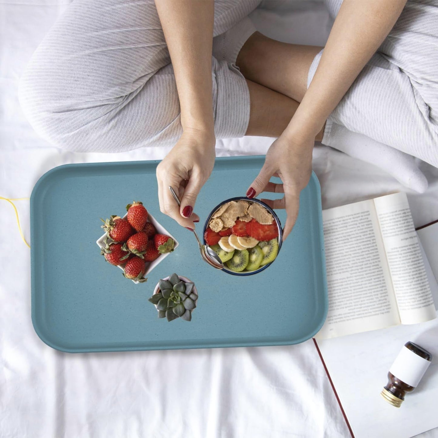 Plastic Art Trays,8 Pack Stackable Activity Tray Crafts Organizer Tray Serving Tray Jewelry Tray for DIY Projects, Painting, Beads, Organizing Supply,8 Color (15 x 10.6 Inches)