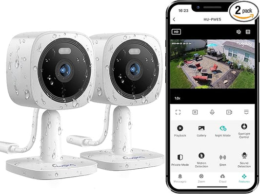 Hugolog 2K 3MP Outdoor Indoor Security Cameras for Home Security, Home Camera with Starlight Color Night Vision,Built-in Spotlight,Motion Detection,2-Way Talk,US Cloud & Local Storage,Works with Alexa