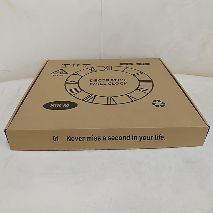 Large Wall Clock For Living Room Decor - 80cm/ 32 Inches Nearly Silent Non-Ticking Metal Wall Clocks Battery Operated, Vintage Decorative Modern Wall Clock For Bedroom, Office, Farmhouse Decor