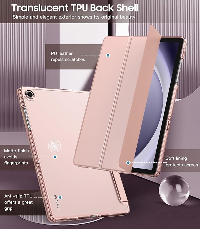 TiMOVO Case for Samsung Galaxy Tab A9+/A9 Plus 11" 2023, Slim Soft TPU Translucent Frosted Back Protective Cover for Galaxy Tab A9+ Tablet SM-X210/X216/X218, Auto Wake/Sleep, Rose Gold