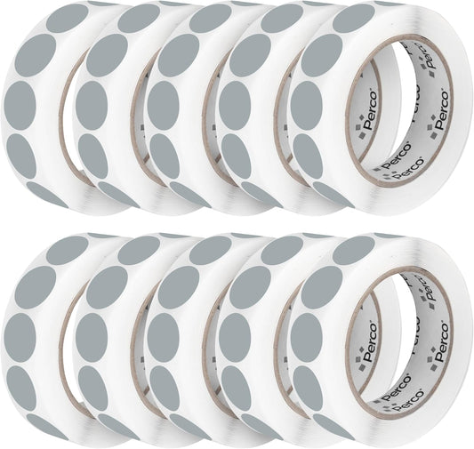 Perco Grey 1-Inch Perforated Circle Dot Sticker Labels â 10 Rolls, 10,000 Round Stickers â with Permanent Adhesive for Inventory Management, Color Coding, Garage Sales, CraftsâMade in USA