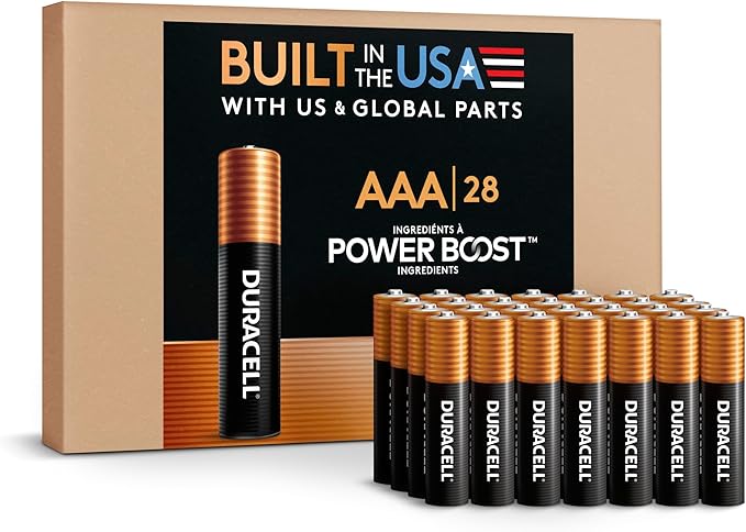 Duracell Coppertop AAA Alkaline Batteries with POWER BOOST Ingredients, 28 Count (Pack of 1), Long-Lasting Alkaline in Re-closable Pack for Quick Access and Organized Storage
