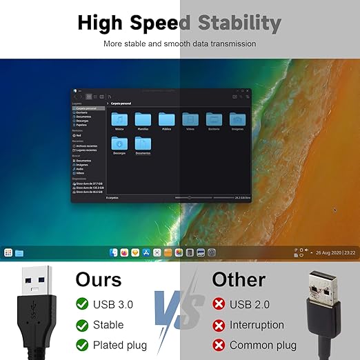 USB A to Micro B Cable, 5Gbps External Hard Drive Cable Cord USB 3.0 to Micro B Lead Compatible with Nikon Canon Camera, Western, WD Elements, Seagate Expansion, Toshiba Canvio, Westgate