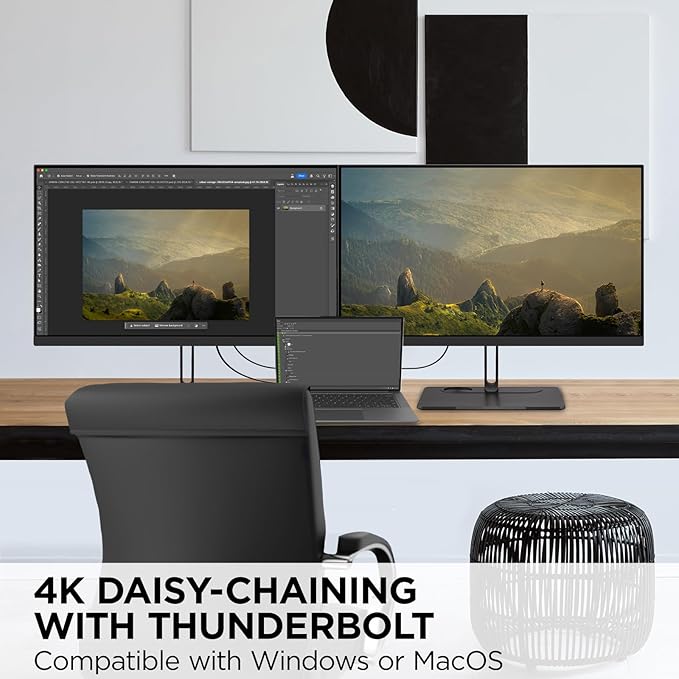 ViewSonic VP2776T-4K 27 Inch 4K UHD IPS Docking Monitor with Advanced Ergonomics, Thunderbolt 4, 100% sRGB Rec 709, Pantone Validated, USB C, HDMI 2.1, and DP Daisy Chain for Home and Office