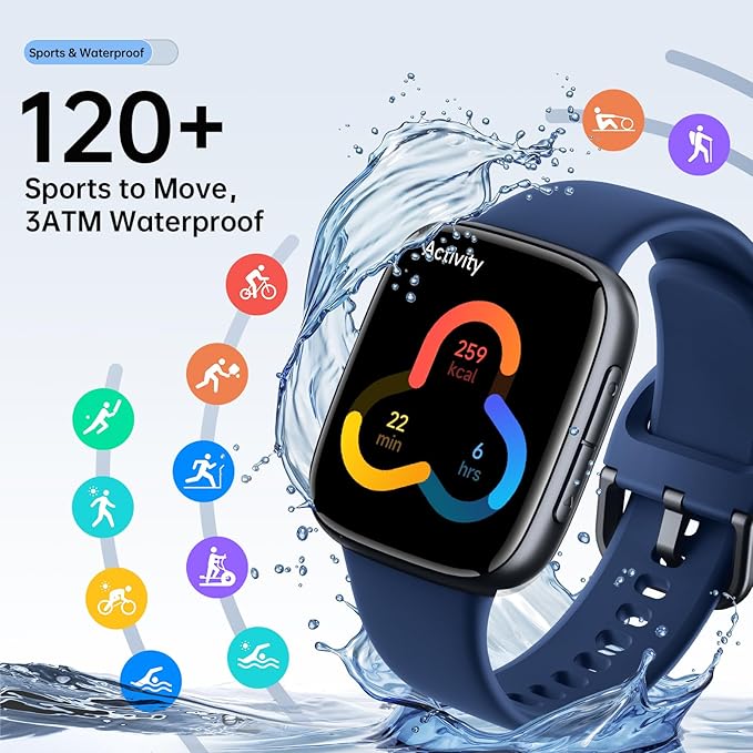 Latest Smart Watches for Women & Men - Performance Upgraded, 1.85-inch AMOLED HD Display (390x450), 12-Day Battery Life, 3ATM Waterproof (30m), Call, Health Monitoring, Fitness Tracker (D-Blue)