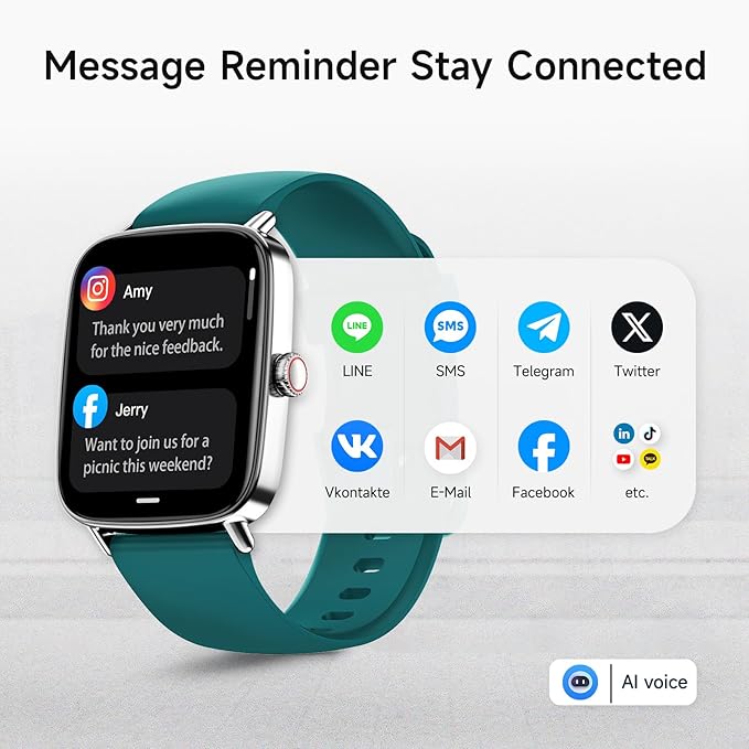 Smart Watch for Men Women, 1.85" HD Smartwatch Compatible iPhone/Samsung/Android (Answer/Make Calls), 100+ Sport Modes Fitness Tracker with Heart Rate/Sleep/SpO2 Monitor, IP68 Waterproof