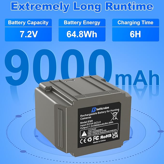 Rechargeable Battery for Tactacam Defend Battery, Lithium-ion Rechargeable Batteries 9000mAh, Compatible with Tactacam Defend Cellular Security Camera