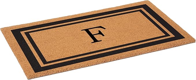 Calloway Mills 152961830F Black Border 18" x 30" Monogram Doormat, (Letter F)