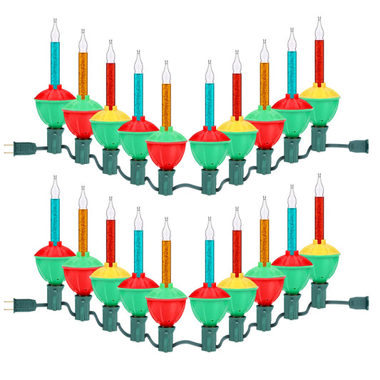 MOJIEZUO Christmas Bubble String Lights Set, 10 Lights, 9.8Ft, Multicolor, C7 E12 Base, Plastic, Vintage Holiday Decorations