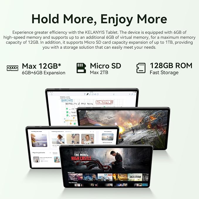 Tablet 11 inch Android 15 Tablets | Octa-core | 12GB RAM+128GB ROM | 8000mAh Tablet with Keyboard | Mouse | Case | Dual Band WiFi | BT 5.0 | GPS | 13 MP Dual Camera (Black with Keyboard)