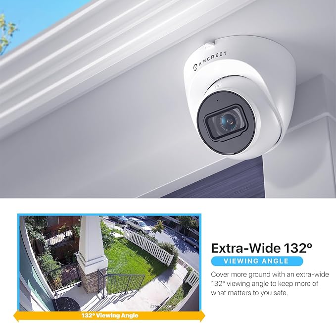 Amcrest 5MP Turret POE Camera, UltraHD Outdoor IP Camera POE with Mic/Audio, 5-Megapixel Security Surveillance Cameras, 98ft NightVision, 132° FOV, MicroSD (256GB), (IP5M-T1179EW-AI-V3)